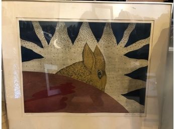 Framed 'Night Time'  Nick DeMattis Lithograph 1976 Signed And Numbered
