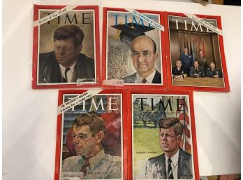 JFK, RFK, US Joint Chiefs Of Staff,  5 Vintage Time Magazines 1960, 61, 62, 65