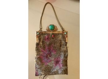 Spectacular Jeweled Antique Early 1900's Cut Steel Beaded Floral Purse
