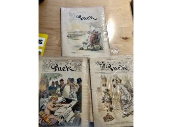 Antique Puck  Magazines Set Of 3 ~ 1889,  1891, 1910