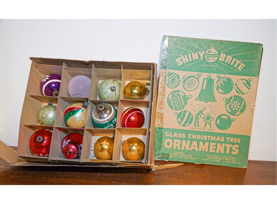 4 Sets!!  Shiny Brite Vintage Glass Christmas Ornaments In Box
