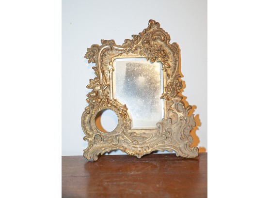 Beautiful Solid ~ Vintage Brass Mirror Frame With Opening For Clock