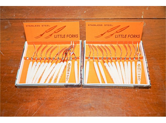 2 Box Sets Of MCM Vintage Cocktail Forks 'little Forks'