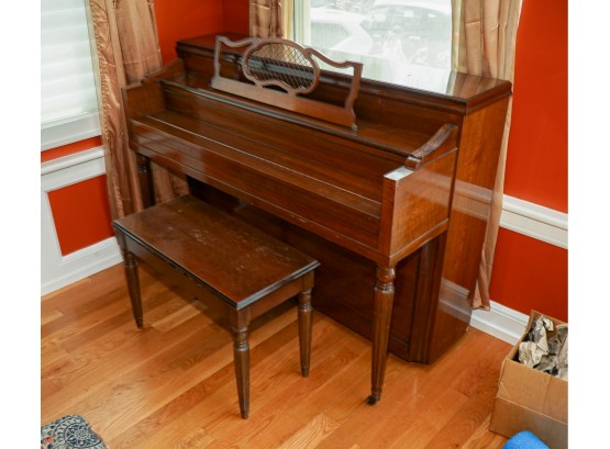 Brilliant Hardman Peck & Co ~ Walnut Upright Piano, Ivory Keys,  With Bench Excellent Condition
