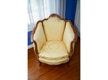 Upholstered Wing Back Chair Cream Floral Fabric, Clean