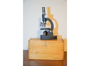 Bell Student Microscope In Wooden Box