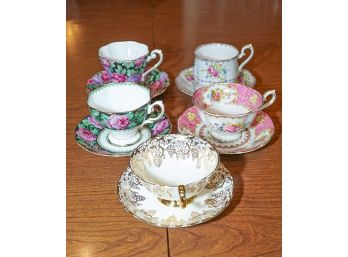 5 Assorted Vintage Tea Cups And Saucers