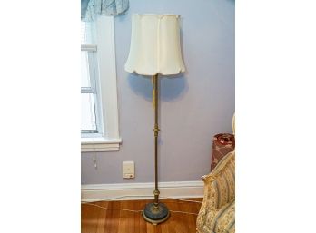 Vintage Floor Lamp Marble Base With  Silk Shade