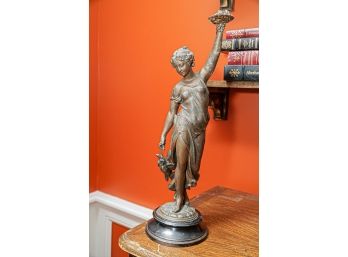 Vintage Classical Woman Sculptural Figurine On Base