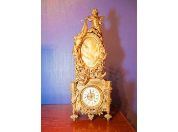 French Empire Style Picture Frame (oval 3 X 5 Approx) With Ansonia Clock