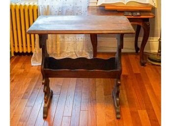Walnut Library/Book Table Victorian Style With Shelf