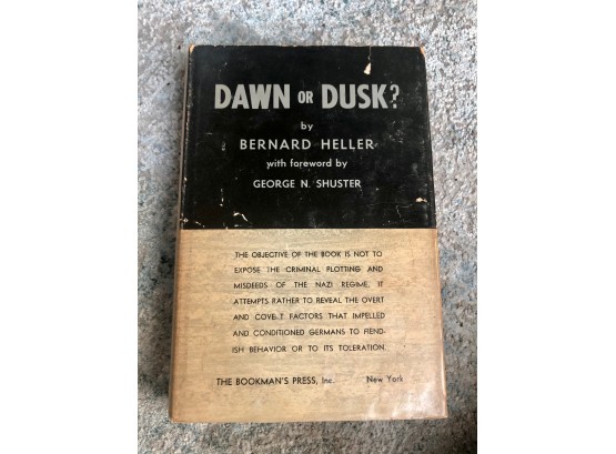 Dawn Or Dusk By Bernard Heller First Edition 1961