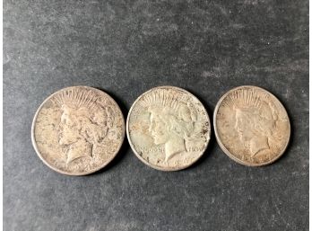 3 Peace Dollars 1923, 1924 And 1927
