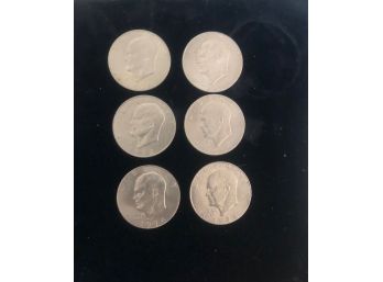 6 Eisenhower Dollars 1971,'72 '74, '78 ~ 2 @ 1776-1976,