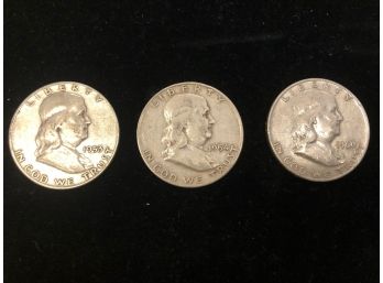 Franklin 1953, '54 And '60 Silver Half Dollars