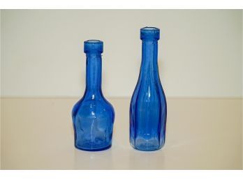 2 Blue Antique Medical Bottles