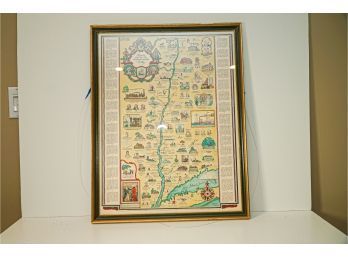 RARE Vintage Framed Map Of The Hudson River 1972