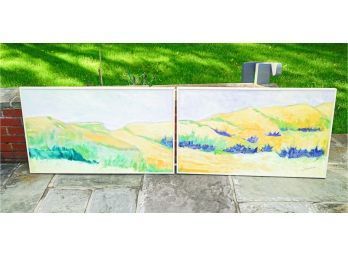Diptych Ethereal Landscape Painting, Joseph Pentick Signed Each Panel Is 30 X 40'