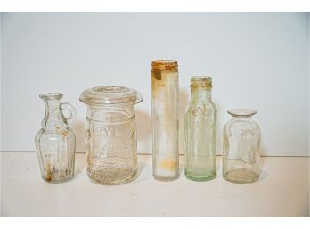 Group Of 5 Antique Bottles, Great Shapes!