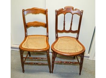 2 Vintage Chairs With Solid Seats ~ Wooden