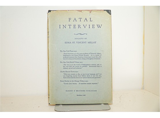 Fatal Interview, Sonnets By Edna St Vincent Millay Book 1931 12th Printing