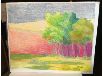 Joseph Pentick Signed Wax Cassein Finish Over Pastel On Paper Trees #2  16' X 20'