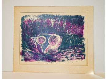 Mid Century Original Lithograph ~ Owl, 1967 Signed And Numbered 19' X 23'