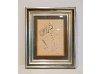 Letter Of Goodbye By Barbara Purcell ~ Original Pencil Drawing Image Size 8 X 11 Framed