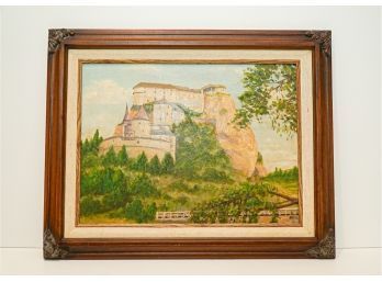 Original Painting On Masonite By Frank Pentick, (father Of Joseph) Castle In Germany 12 X 16' Image Size