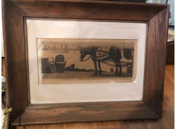 Framed Engraving Horse And Cart