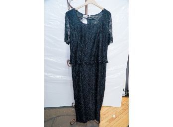 Vintage Stenay Black Sequin And Bead Formal Dress Size 14