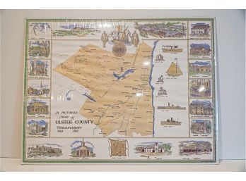 Rare Print Of 'a Pictorial Map Of Ulster County Tercentenary 1683-1983 By Joseph Pentick