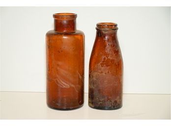 2 Antique Brown Bottles