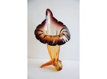 EXQUISITE !   Multi Colored MCM Murano Jack In The Pulpit Glass Vase