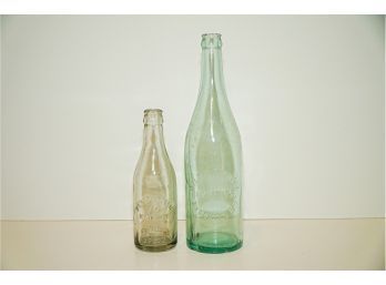RARE ~ Pair Of Antique Green Bottles Welz And Zerweck Brooklyn And Peter Zeeh Kingston!