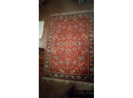 Woven Wool Rug With Fringe As Is