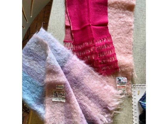 Three Fabulous Wool Scarves, Mohair, And Shetland Wool From Scotland And Bermuda!