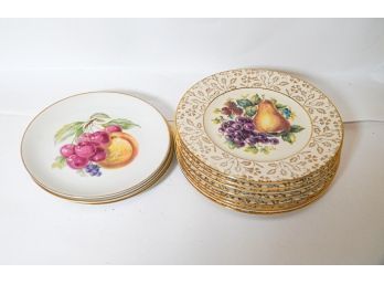 2 Groups Of Dessert Plates With Fruit  8  And 3