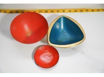 3 MId Century Modern Bowls Enamel