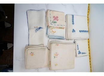 Group Of Linen Napkin Hand Embroidered