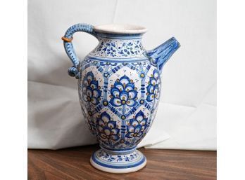 Blue And White Italian Pottery Jug/ewer