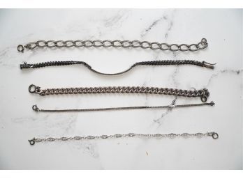 Group Of 5 Silver Bracelets