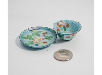 Miniature Enameled Tea Cup And Saucer