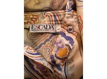 VINTAGE Escada Silk Blouse With Attached Scarf Made In West Germany Size 42