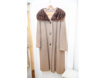 Vintage Retro Full Length Coat With Mink Fur Collar