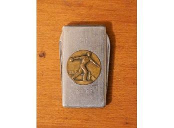 Vintage Knife, Money Clip With Bowling Circle Attached