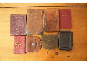 Group Of 8 Vintage Leather Wallets/change Purses