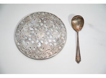 Sterling Silver Spoon And Trivet