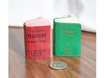 2 Miniature ~ The Golden Treasury Of English Songs And Langenscheidt's Lilliput Dictionary