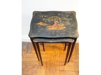 Vintage Pair Of Asian Lacquer Nesting Tables